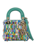 Micro Lady Dior Minjung Kim Beaded Teal, front view